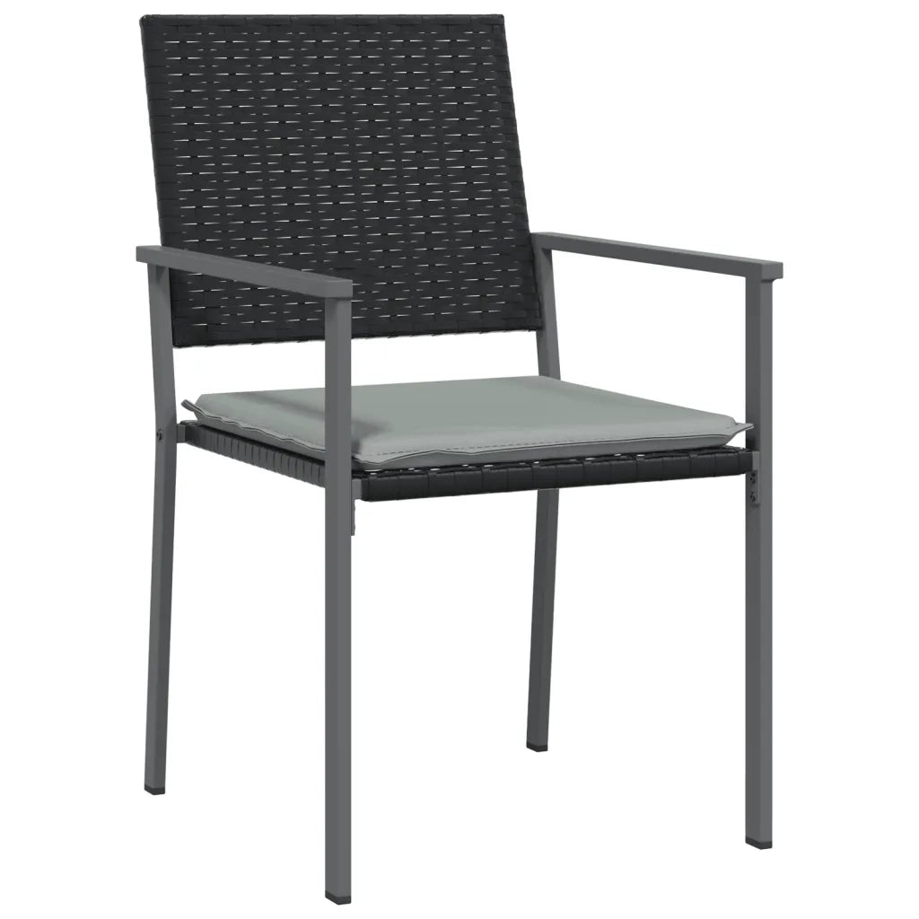 Sedie da Giardino con Cuscini 2pz Nere 54x62,5x89 cm Polyrattancod mxl 129805