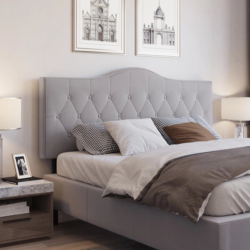 Testiera imbottita per letto ¨C zephmum ¨C grigio velluto 185x134 cm