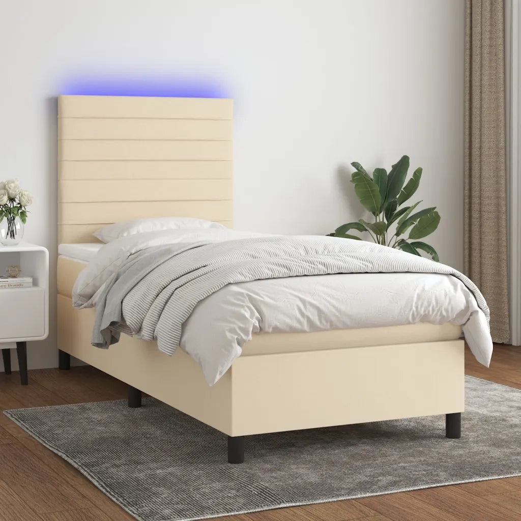 Letto a Molle con Materasso e LED Crema 80x200 cm in Tessuto cod mxl 58174