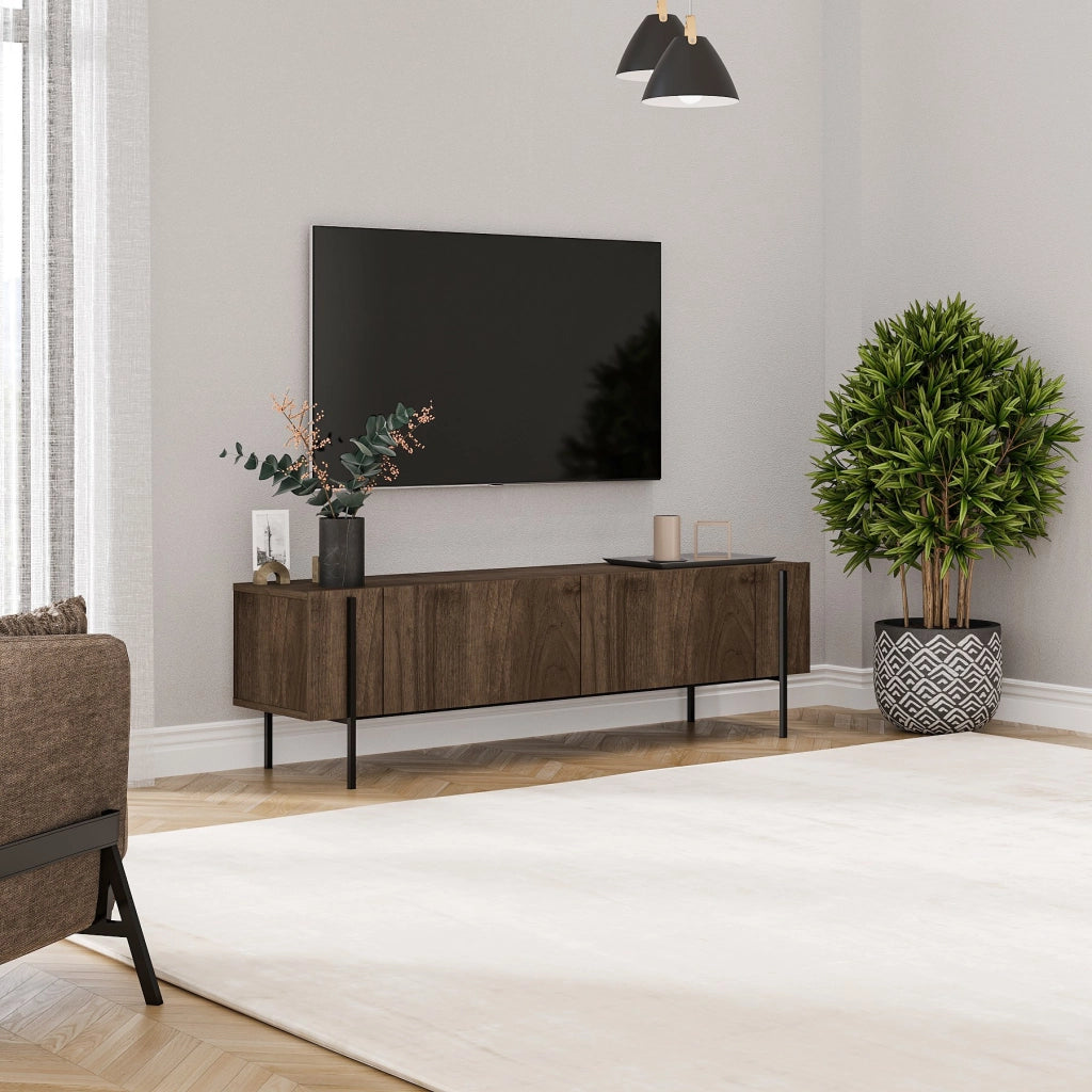 Porta TV in legno "Herman" - 160 x 31 x 45 cm - Marrone