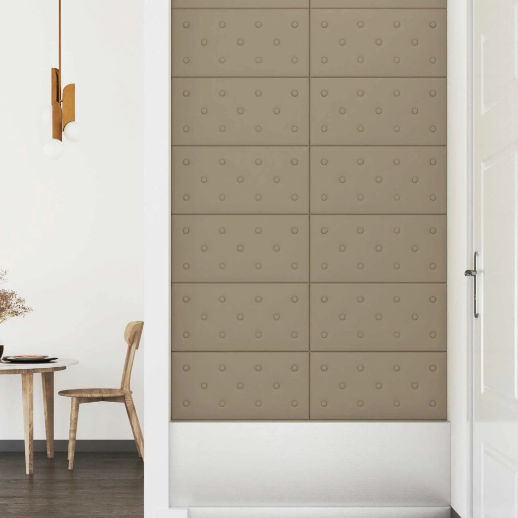 Testiera da Parete 12 pcs Cappuccino 60 x 30 cm Pelle Sintetica 42046706