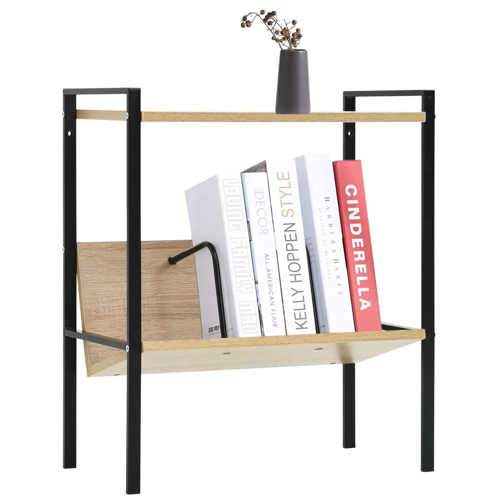 Libreria a 2 Ripiani Nera e Rovere 52x28x59 cm in Truciolato cod mxl 7540