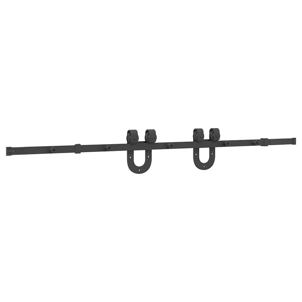 Kit di Binari per Porte Scorrevoli 200 cm Acciaio Nero 4009721