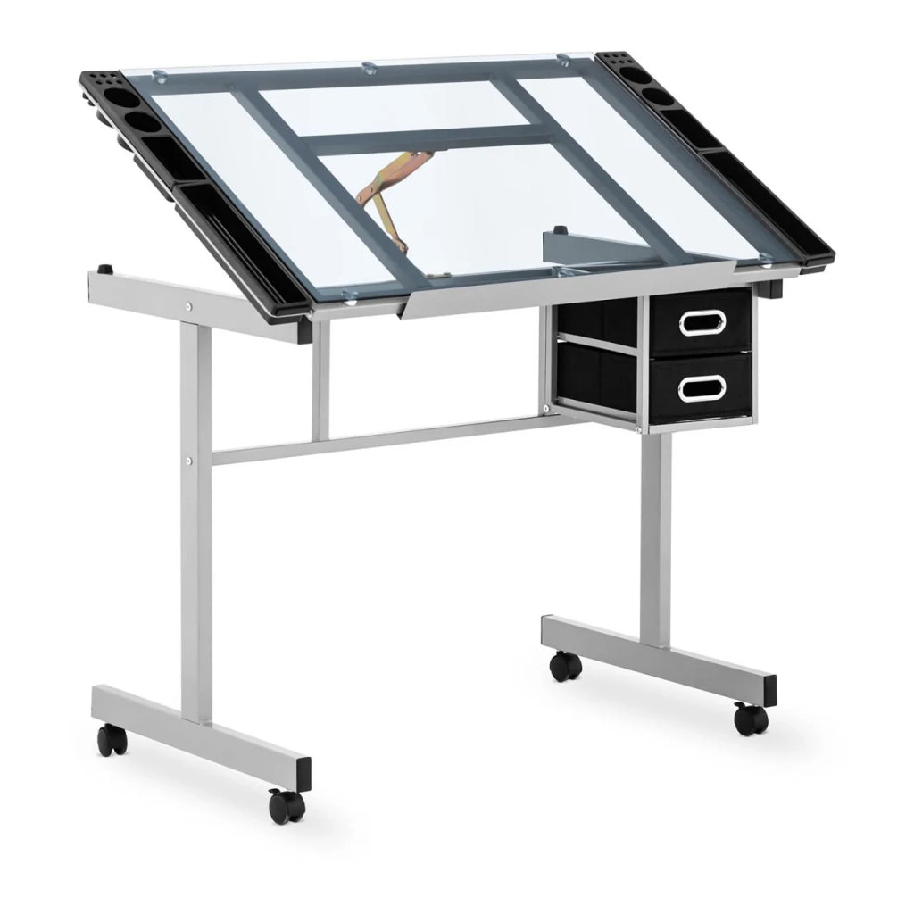Scrivania da disegno inclinabile e regolabile in altezza 104 x 60 x 90 cm piano in vetro 14_0003607