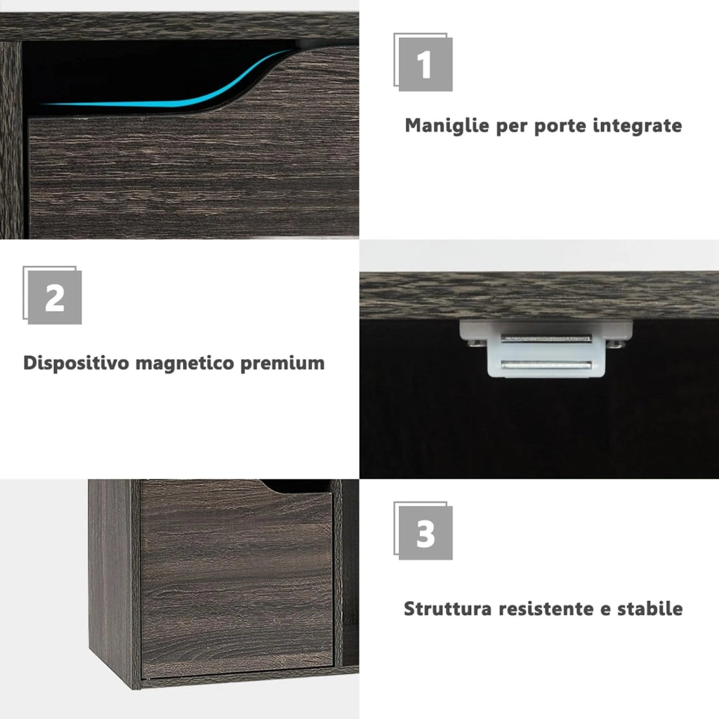Scaffale Portaoggetti Guardaroba Mensola Libreria in Legno Mobile con 9 Cubi, Scaffale Cubo Porta Libri (Grigio-Marrone)