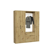 Armadio con 6 porte e specchi, guardaroba e 4 cassetti – Rovere chiaro – BODITE