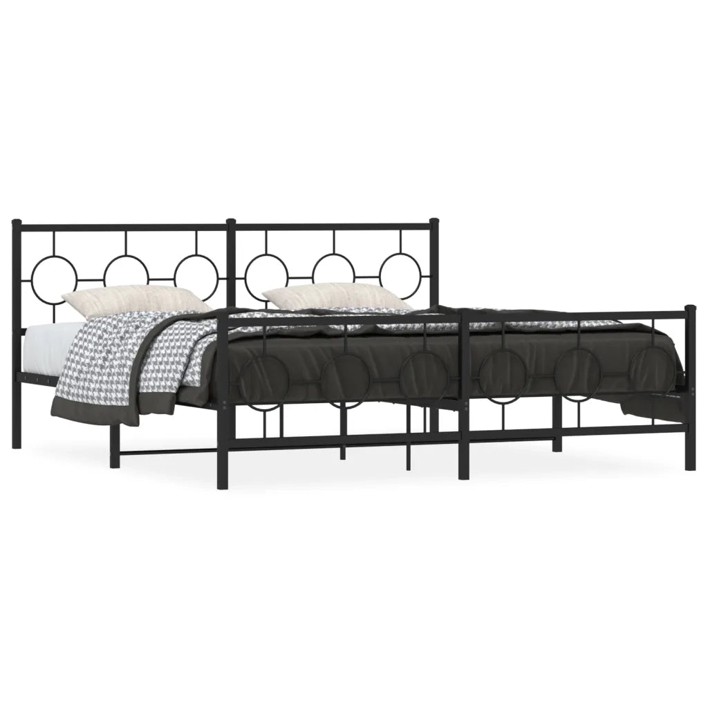 Giroletto con Testiera e Pediera-Struttura Letto Metallo Nero 183x213 cm 933398