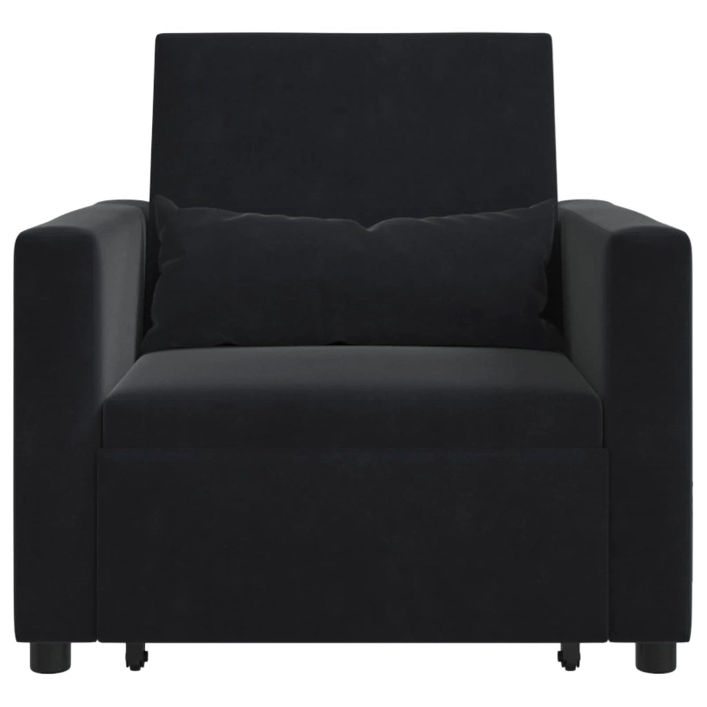 Divano letto estraibile singolo-Sofa Letto-Daybed Nero 90 x 165 x 87 cm Velluto