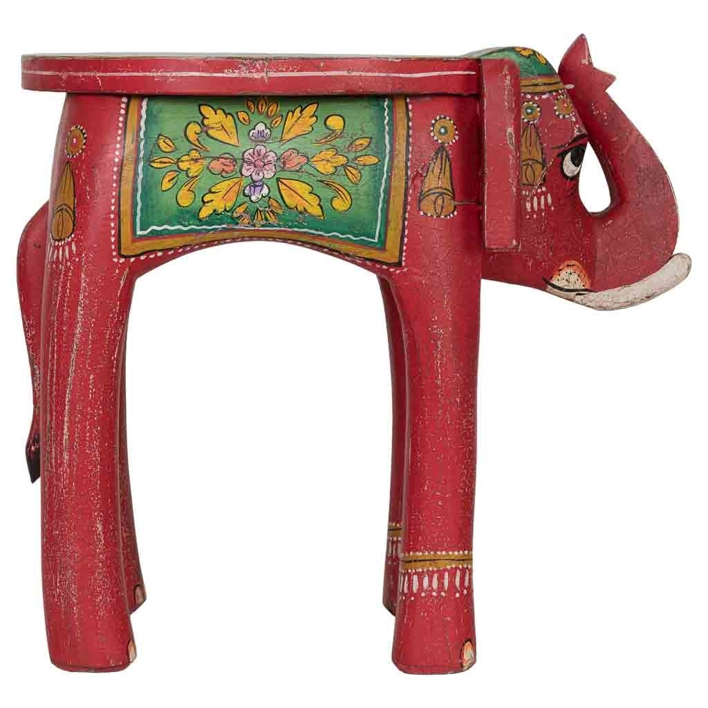 Sgabello in legno a forma di elefante multicolore 50x35x46 cm