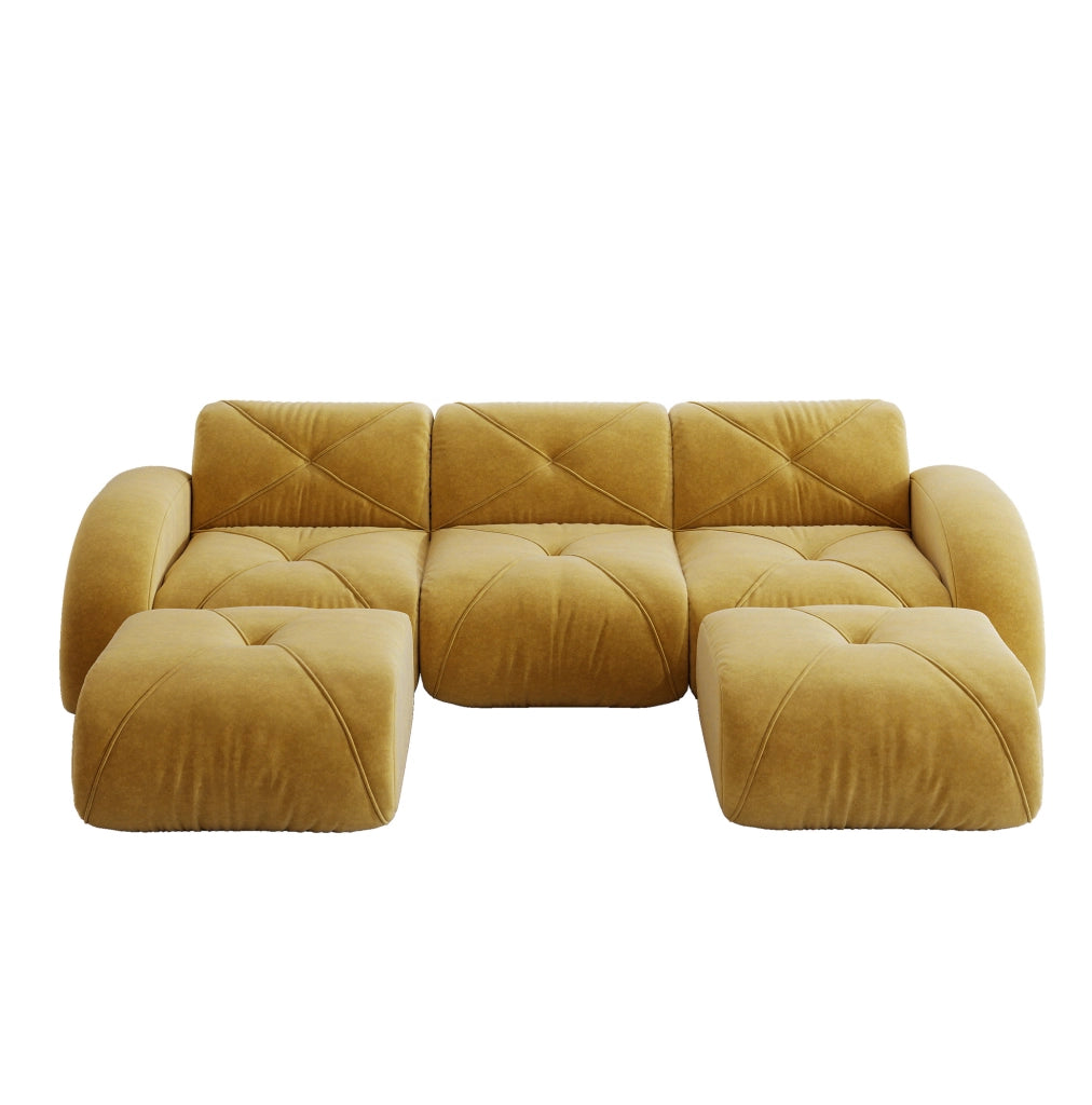 Divano modulare senza struttura in ciniglia giallo 281 × 171 × 76 cm