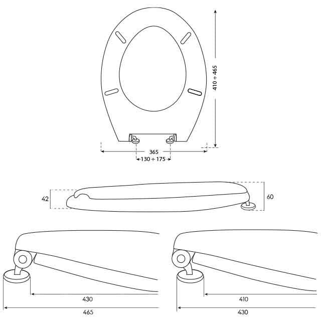 Sedile WC universale bianco con cerniere INOX - mod. BOXER