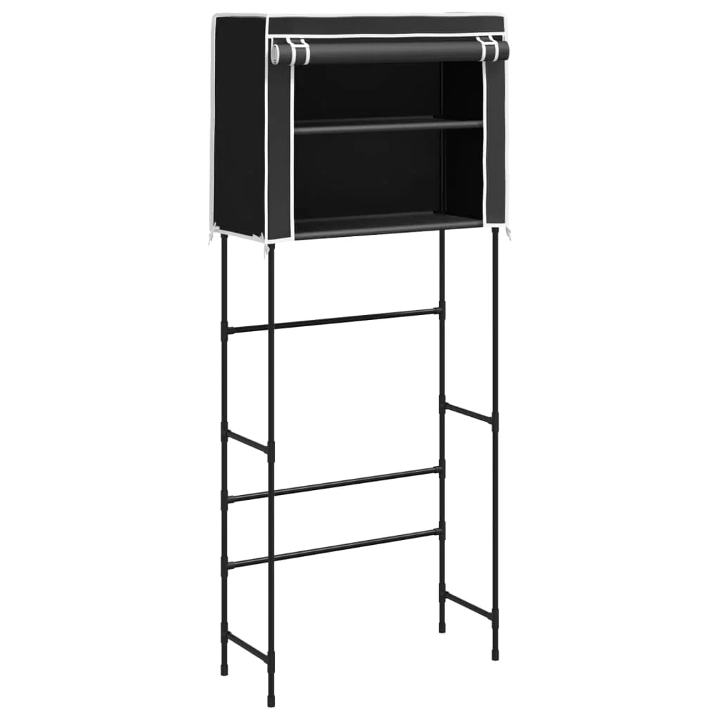Scaffale portaoggetti a 2 ripiani per lavatrice 71 x 29,5 x 170,5 cm ferro nero 02_0005474