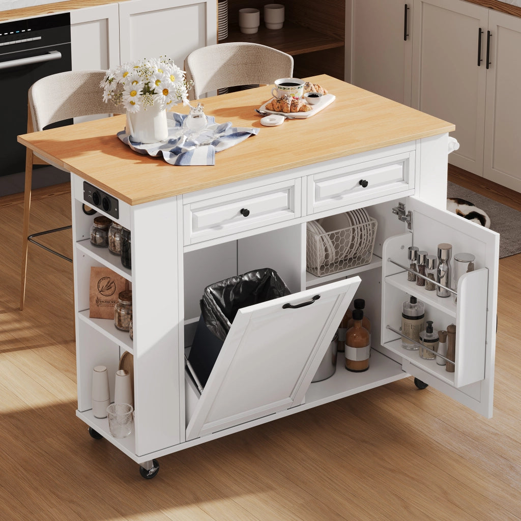 Tavolo da Pranzo Allungabile con Ruote e Portarifiuti ¨C MINIMAL ¨C Bianco