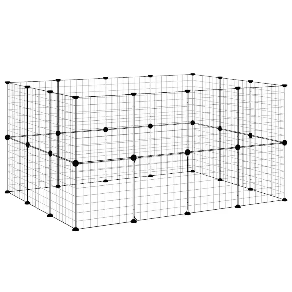 Gabbia per Animali 28 Pannelli con Porta Nero 35x35 cm Acciaio 3114038
