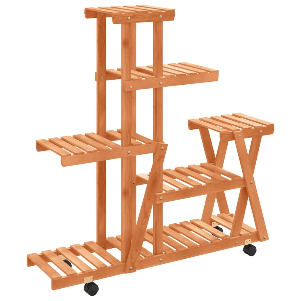 Portavasi/fioriera con ruote 95 x 25 x 101 cm legno massello di abete marrone 02_0045232