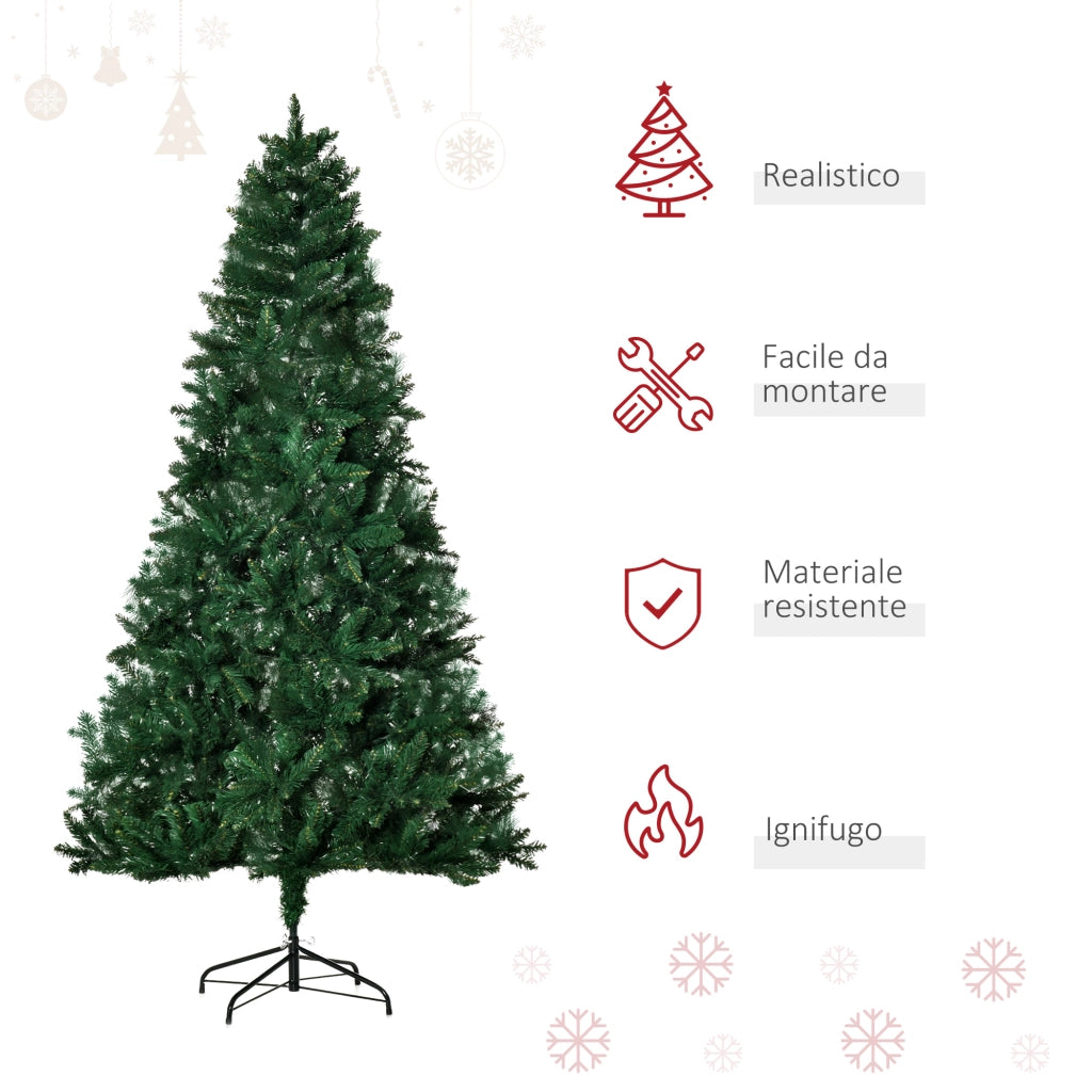 EasyComfort Albero di Natale 210cm Artificiale Pieghevole con Base Rimovibile, 1064 Rami, in PVC e Acciaio, Verde