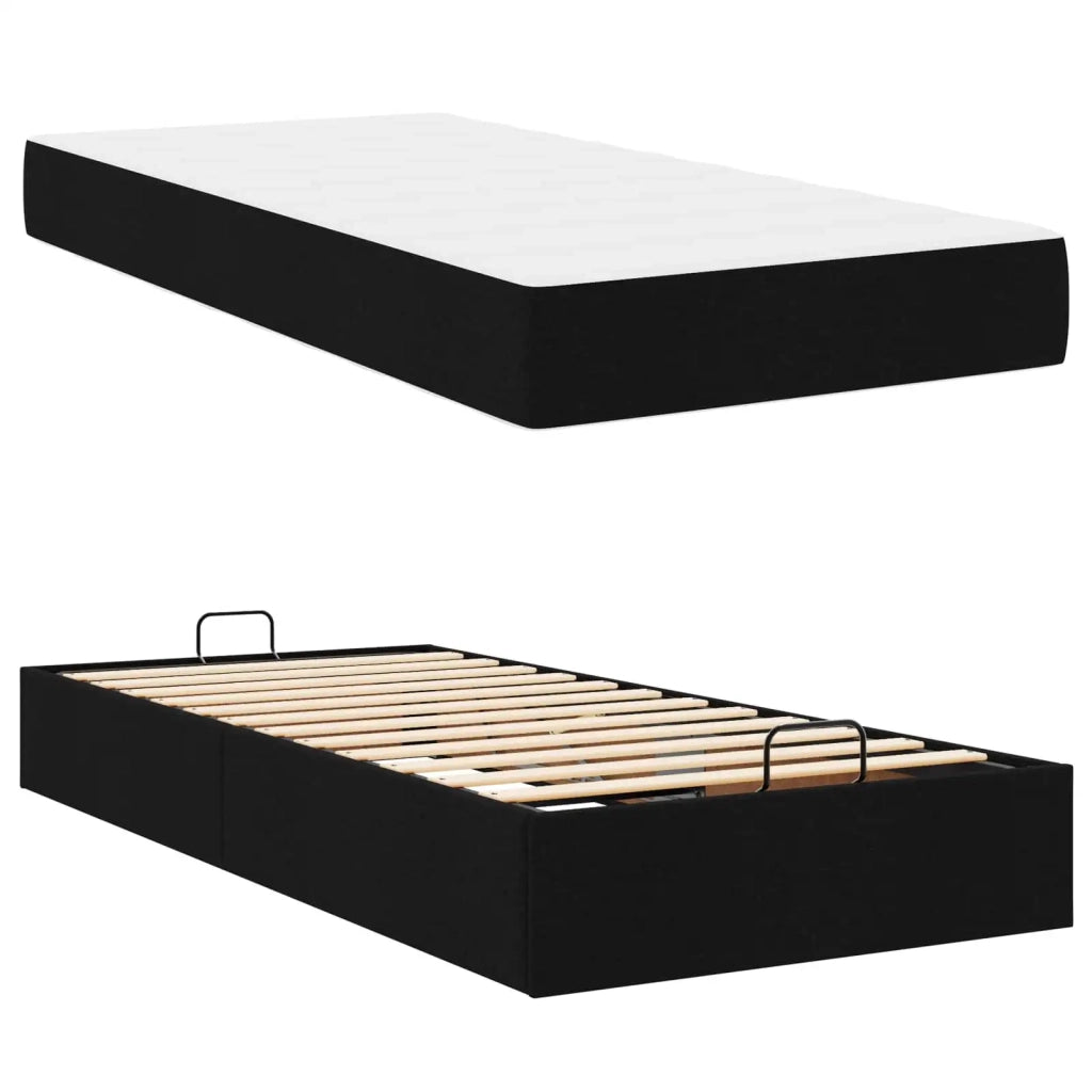 Struttura letto con materasso con materasso 2 pcs Nero Tessuto