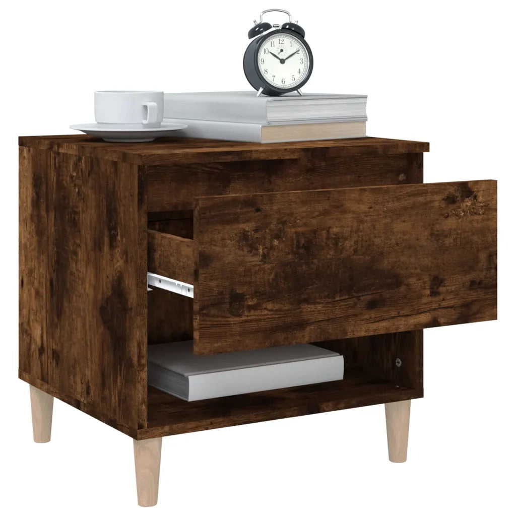 Comodino Rovere Fumo 50x46x50 cm in Legno Multistrato 819542