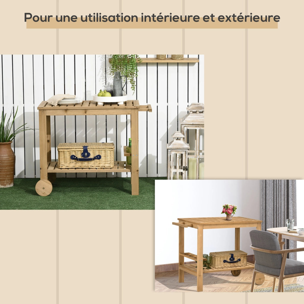 Carrello da giardino per barbecue con 2 ripiani e porta bottiglie ¨C zephmum ¨C 95x47x74 cm