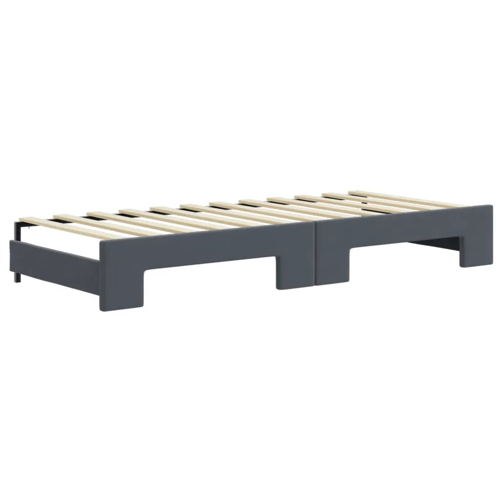 Divano Letto Estraibile Cassetti Grigio Scuro 80x200cm Velluto
