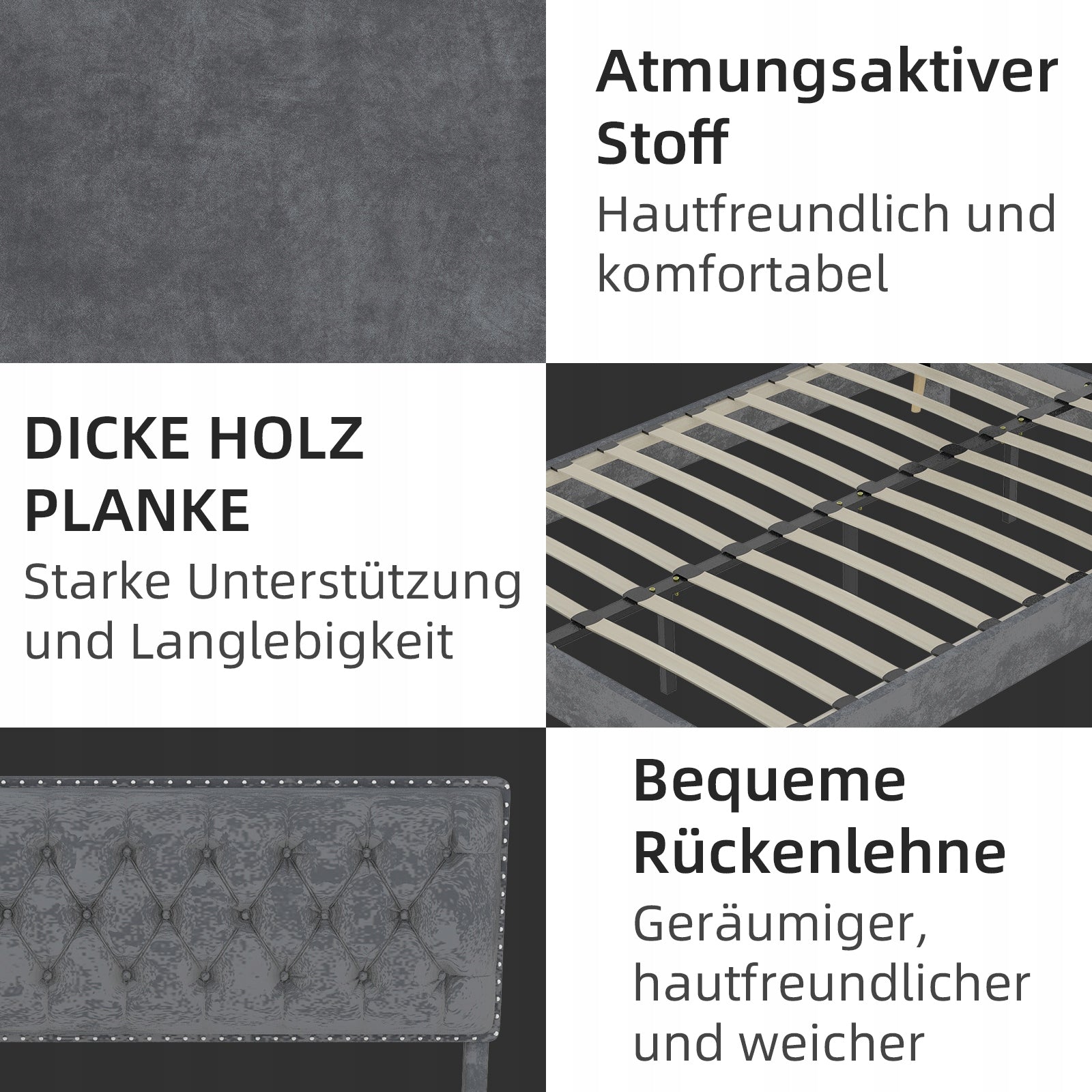 Letto minimalista - Xylo - 140x200 - Grigio senza materasso