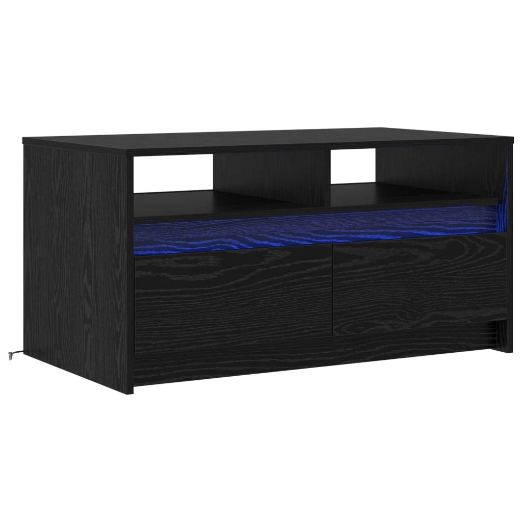 Tavolino da salotto con cassetto Rovere Nero 90 x 50 x 45 cm
