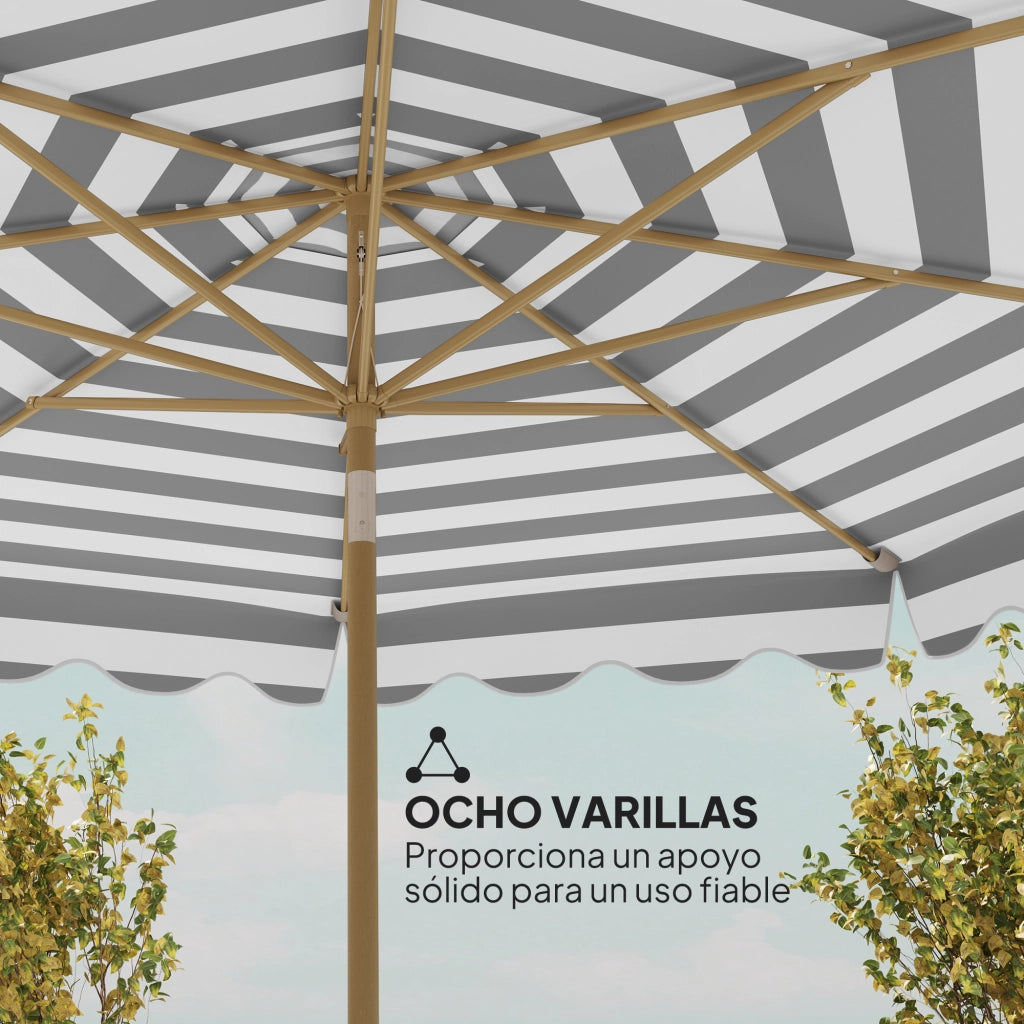 Ombrellone da giardino con protezione UV 50+ e tenda regolabile ¨C zephmum ¨C grigio e bianco a righe ?268x237 cm