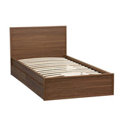 Letto con rete a doghe e testiera 90cm + 2 cassetti decorazione legno,