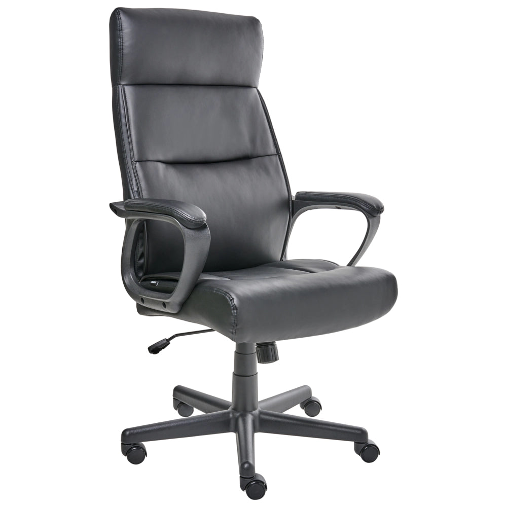 Sedia da ufficio retrò in similpelle nero altezza regolabile con braccioli elegante