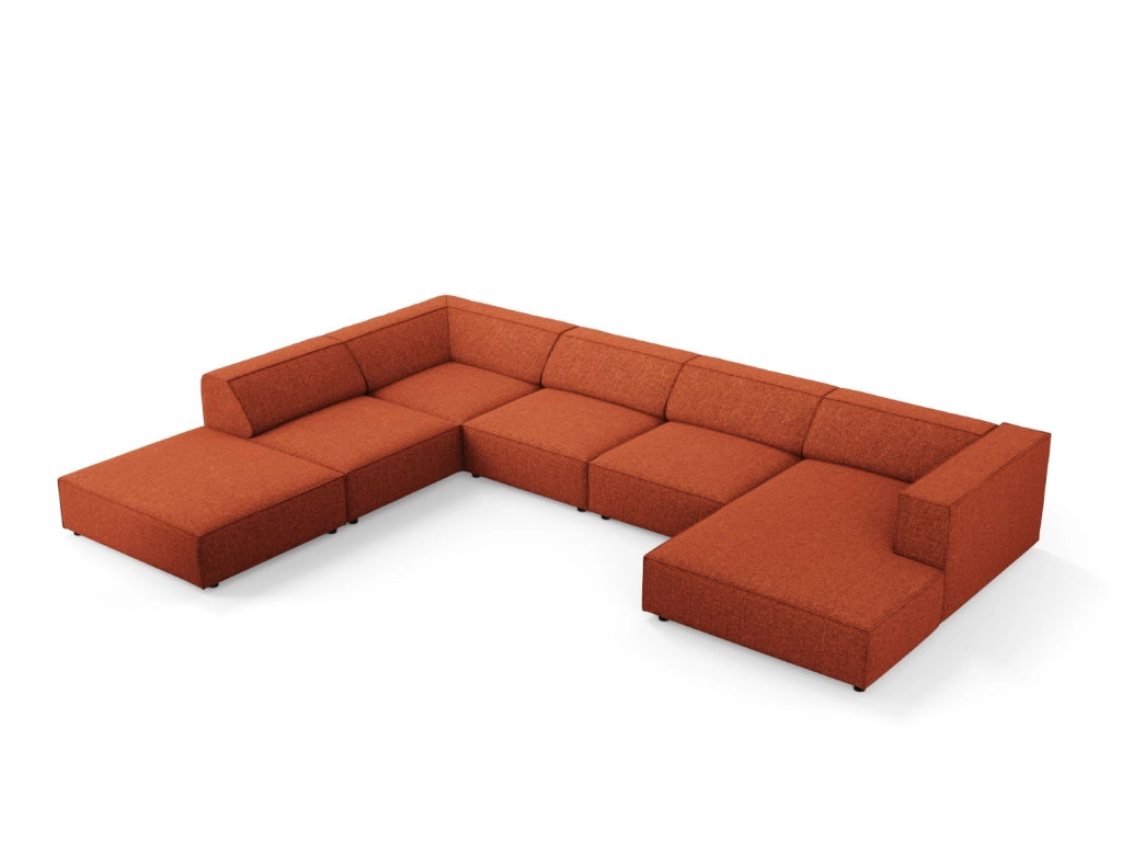 Cosmopolitan Design - Divano panoramico sinistro "Arendal" 7 posti in ciniglia terracotta 