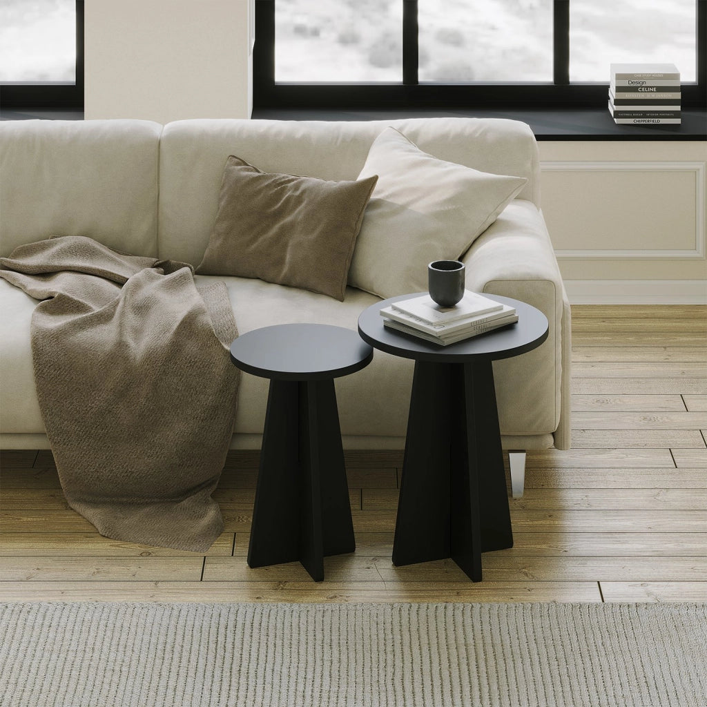 Dorina, Tavolino da Salotto set 2 Pezzi, 40x40x50h cm Nero