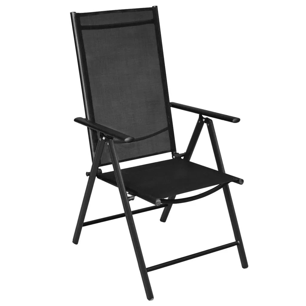 Sedie da Giardino Pieghevoli 2 pz in Alluminio e Textilene Nere 41730