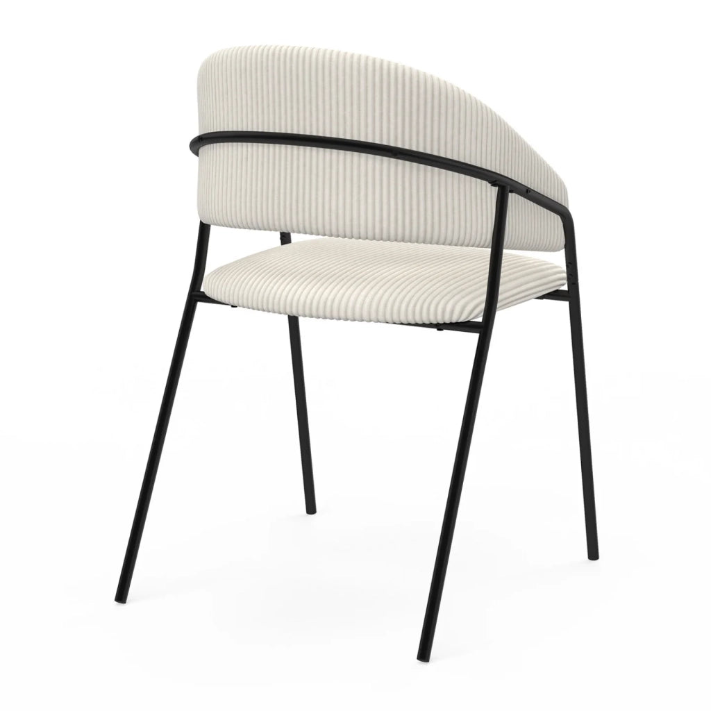 IDMarket - Set di 2 sedie da pranzo VINI in velluto a coste beige con gambe in metallo nero