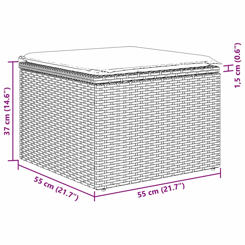 Set Divano da Giardino con cuscino 7 pcs Nero polyrattan 3347600