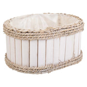 Cesto in legno e corda bianco 27x21x14/30h