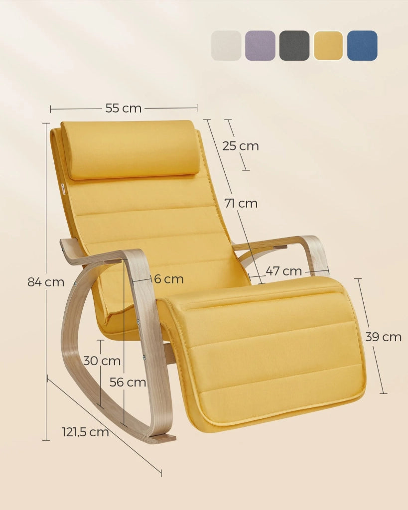 Sedia a dondolo con poggiapiedi regolabile (inclinazione 5°) portata massima 150 kg gialla 12_0005854
