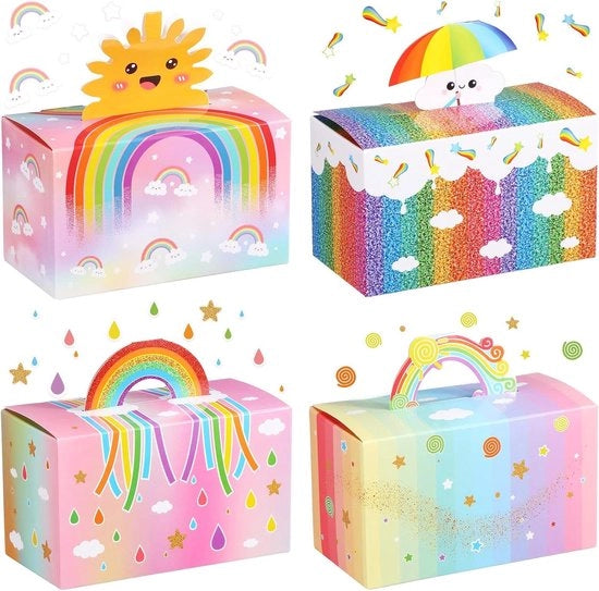 Set di 24 Stuks di Decorazioni per Feste con Maniglie in Carta e Tema Arcobaleno per Feste di Compleanno e Matrimoni