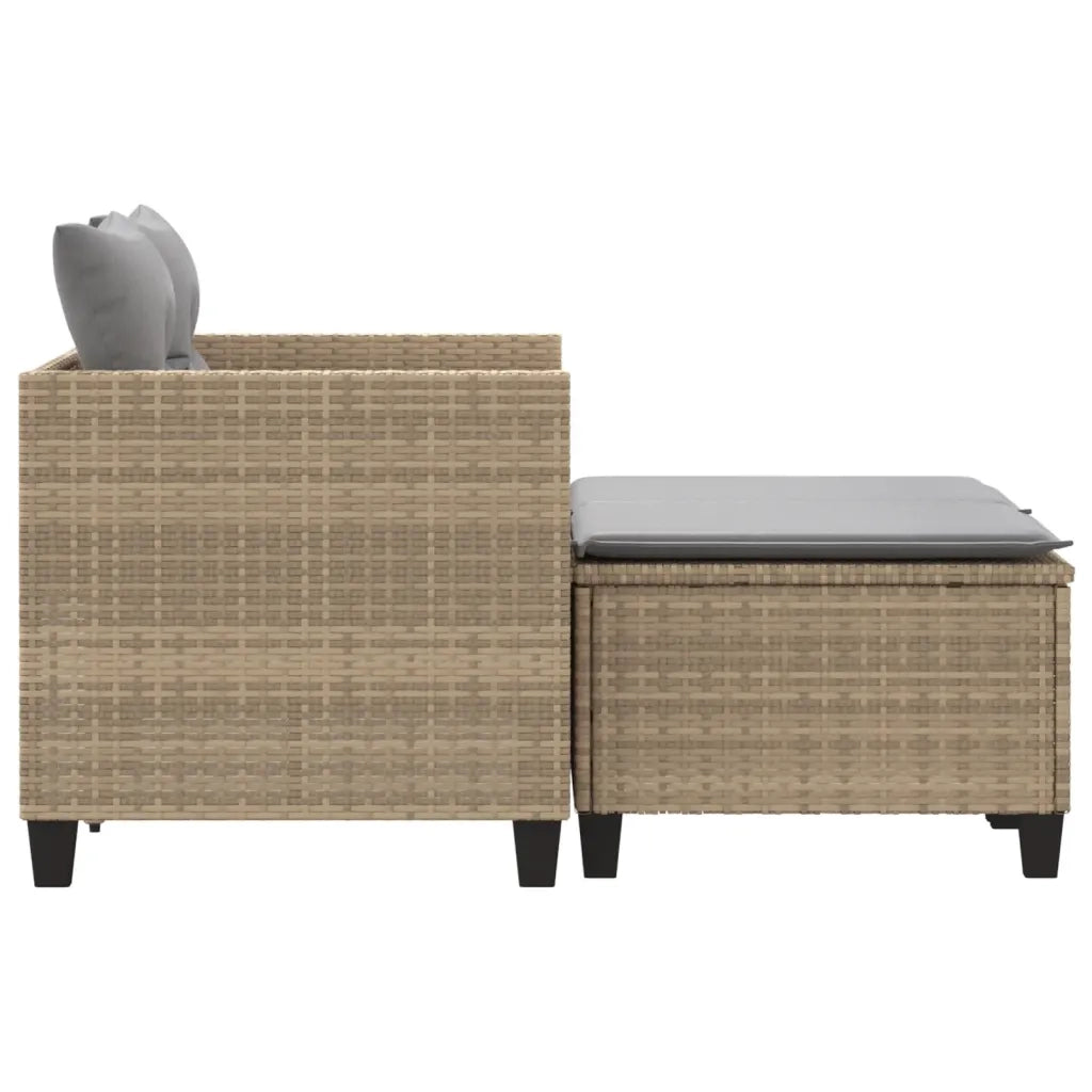 Divano da Giardino 2 Posti con Sgabelli-Sofa da Giardino-Divano da esterno Beige in Polyrattan 721772
