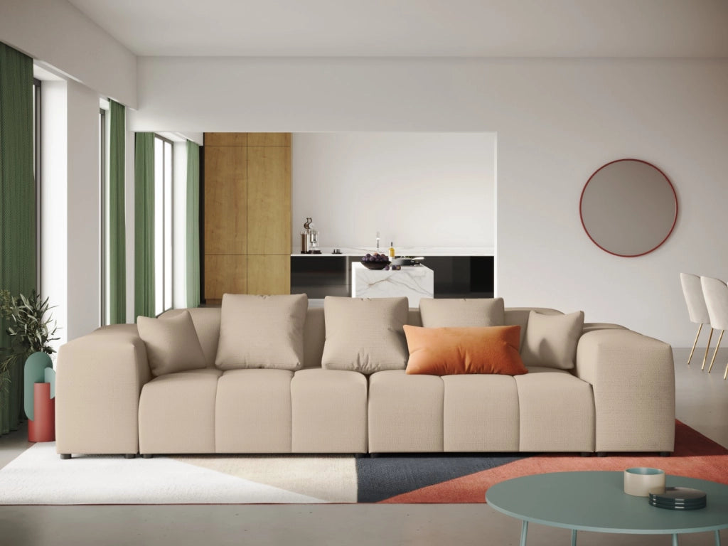 Cosmopolitan Design - Divano modulare "Rome" 3 posti in tessuto strutturato beige 