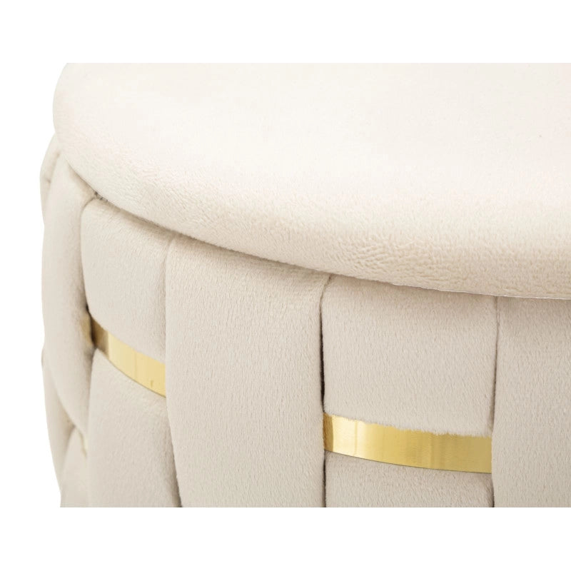 Puff Con Contenitore Shanty Crema Set 2 Pz cm ø 37x42-28x35