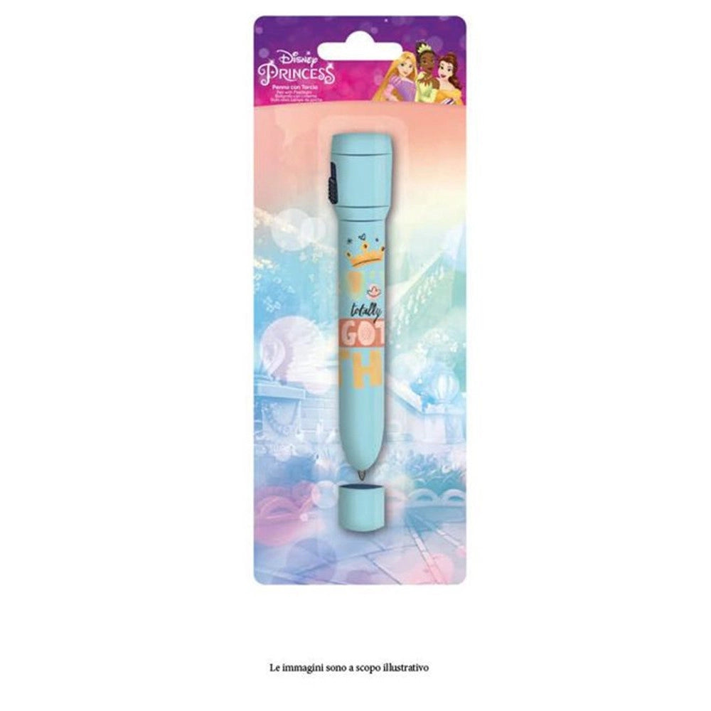 Trade Shop - Penna Con Torcia Grafica Principesse Accessori Per Scuola Regalo Feste Bambine 953100 -