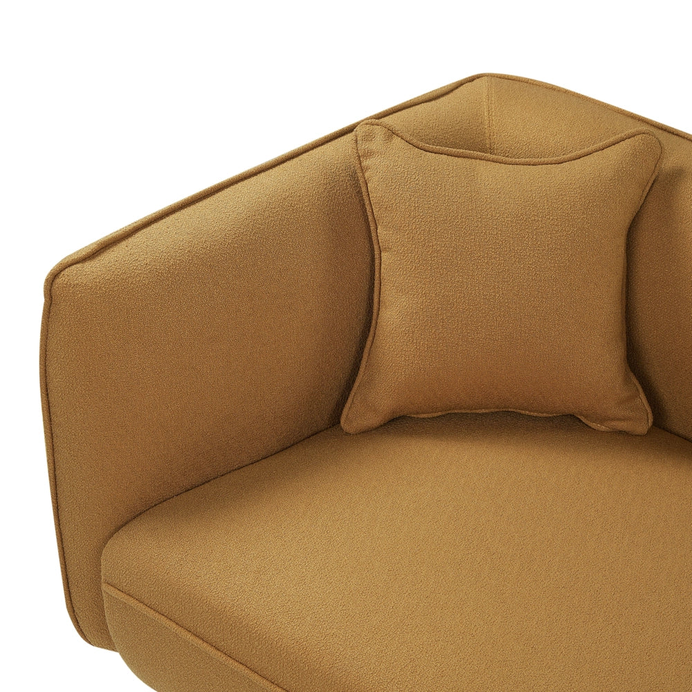 Chaise longue in tessuto bouclé giallo senape Gambe in metallo a sinistra con cuscino Design moderno