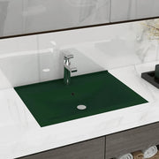 Lavabo con Foro Rubinetto-Lavandino-Lavello Verde Scuro Opaco 60x46cm in Ceramica