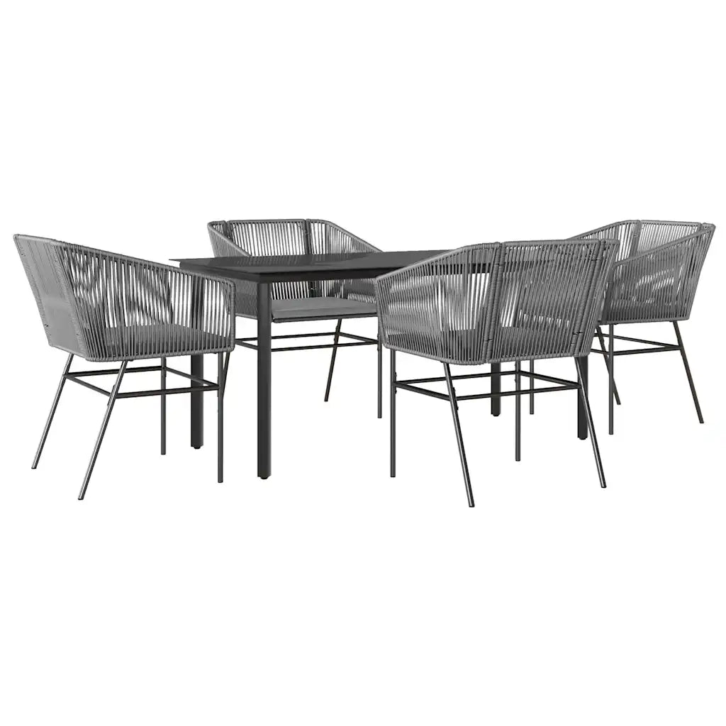 Set da Pranzo da Giardino 5 pz con Cuscini Polyrattan Vetro 3334628