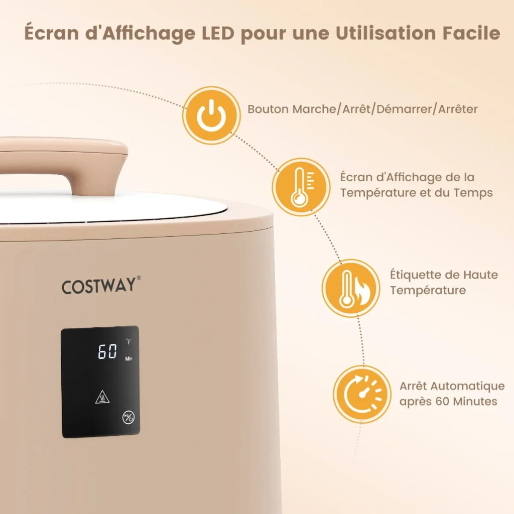 Scaldasalviette e scaldacoperte a secchiello 18L, scalda asciugamani portatile marrone con display LED e autospegnimento per bagno e casa