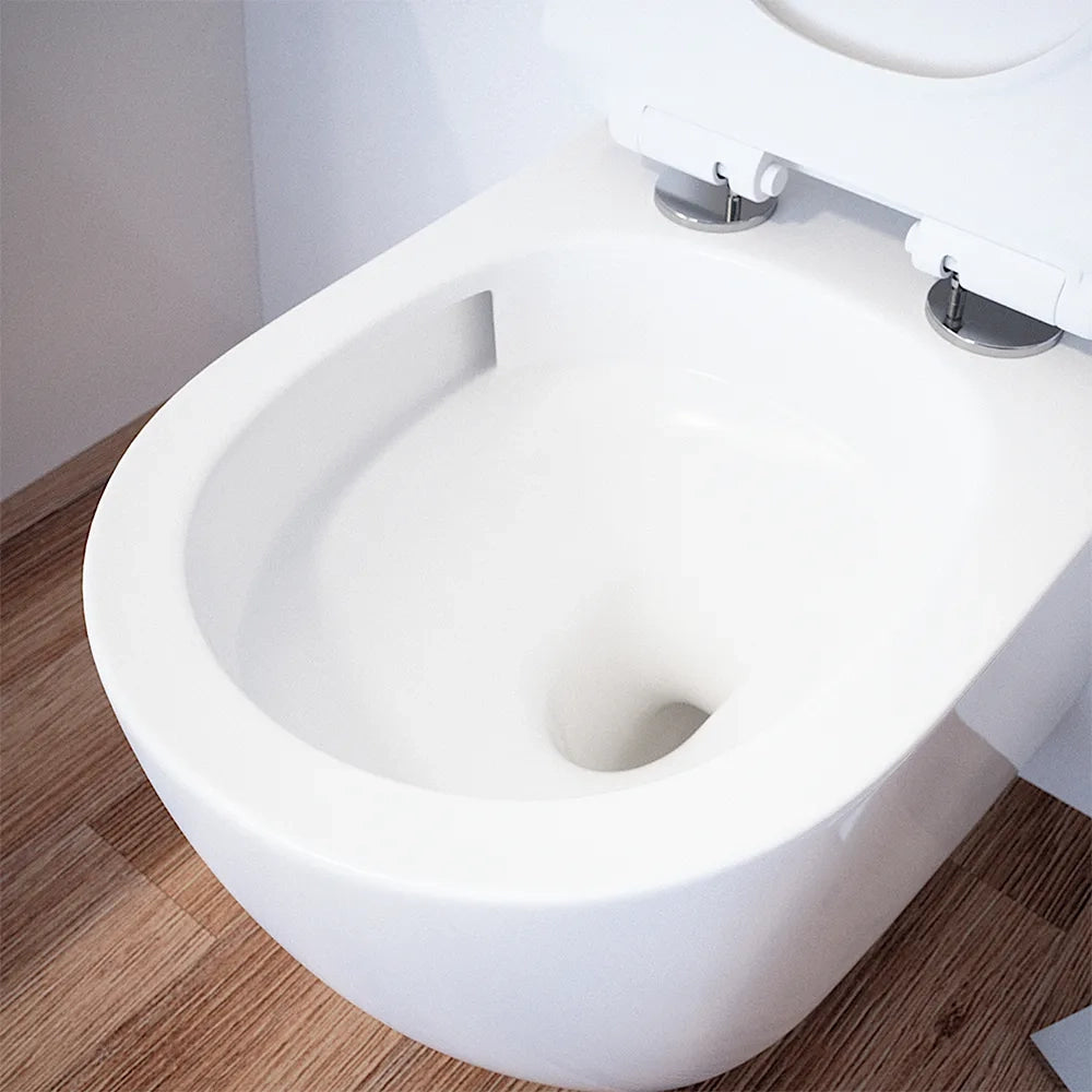 Vaso sospeso tornado silent flush in ceramica bianco lucido con copri-wc soft-close | Sydney