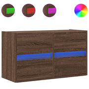 Mobile TV a Parete | Armadietto TV | Mobile Porta TV con Luci LED Rovere Marrone 80x31x45 cm