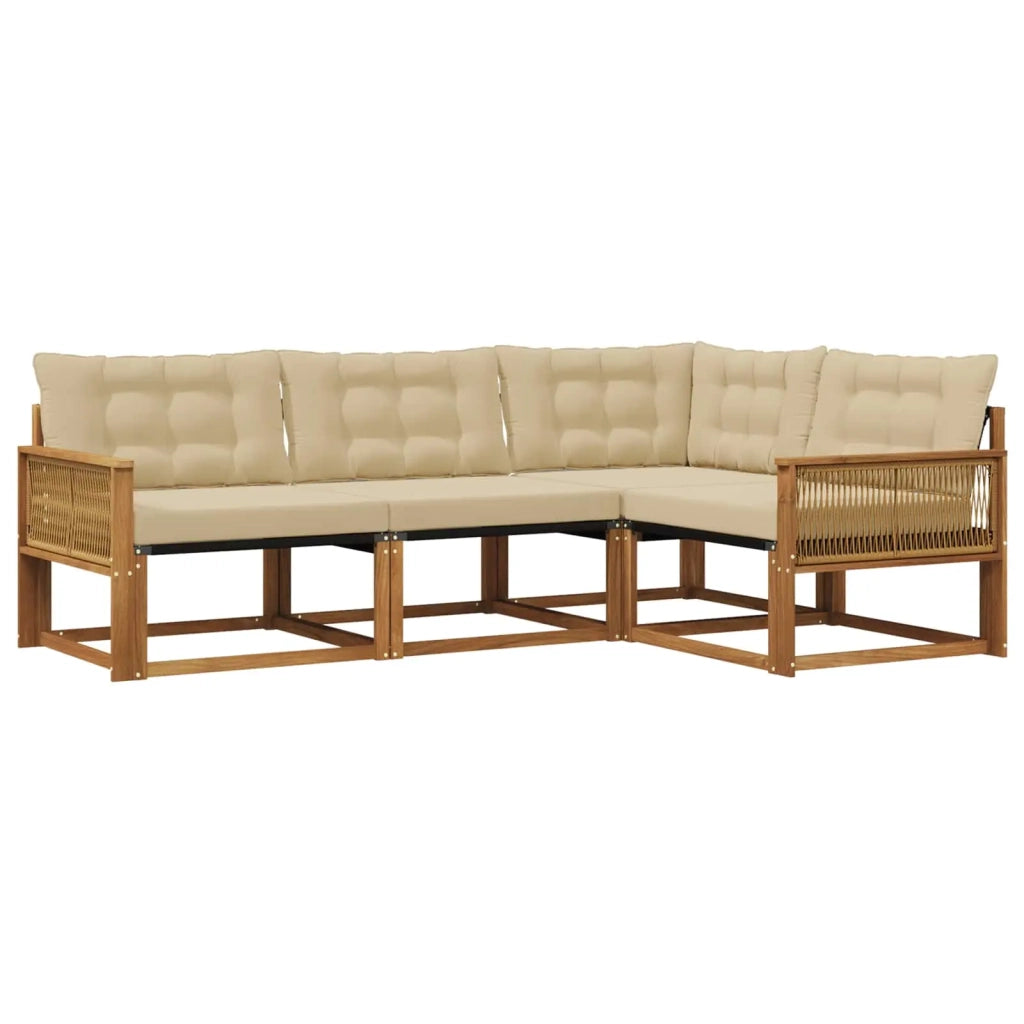 Set di divani da esterno 4 pz Naturale e Beige 3381397