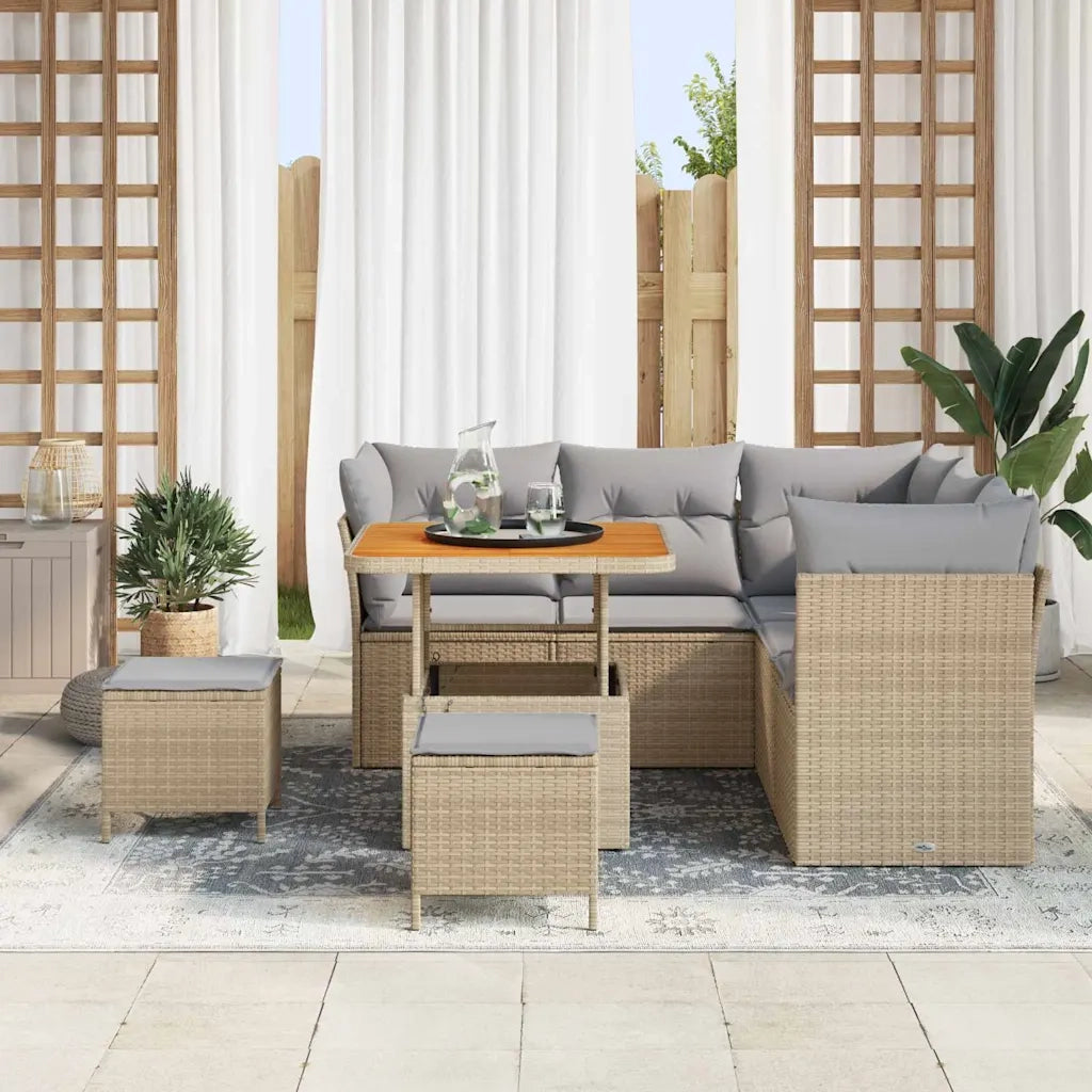 Set Divano da Giardino con cuscino 8 pcs beige e grigio chiaro 3363432