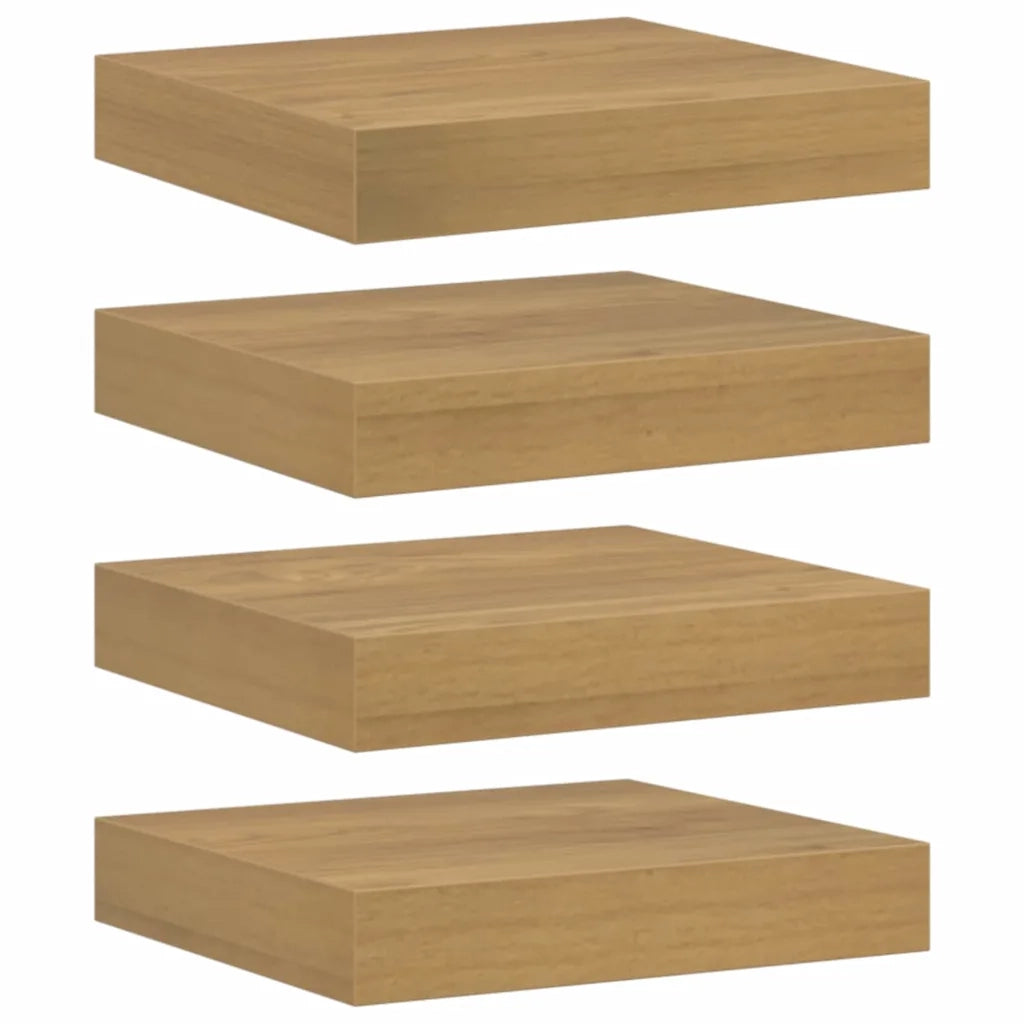 4 pz Scaffale da parete | Ripiano a parete | Mensola a parete Marrone 23 x 23,5 x 4 cm